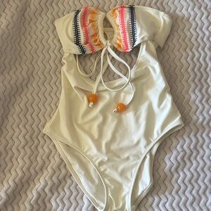 Aerie Cream One-Piece Swimsuit